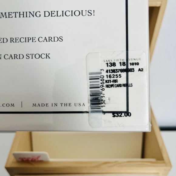 Saks Fifth Avenue Charles Fradin Home Oversize Recipe Box and Refills - NEW - Picture 5 of 11